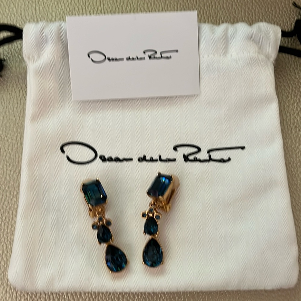 Oscar de la Renta embellished drop clip on earrings. Never worn.